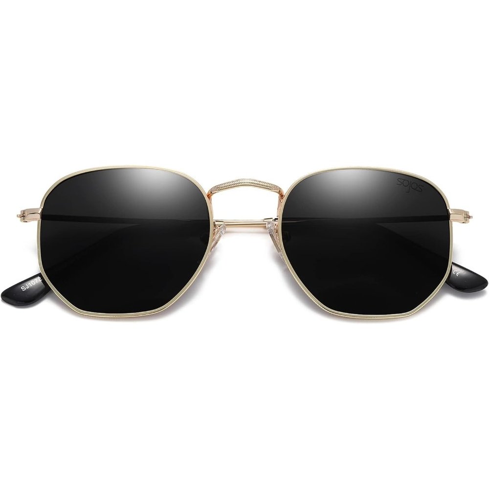 Polarized Sunglasses for Women and Men Small Hexagonal Mirrored Lens